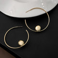 Gold and Silver Oversized Ball Tip Open C Hoop Earrings view 4