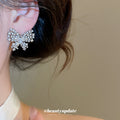 Silver Tone Crystal Butterfly Stud Earrings With Layered Wings view 3