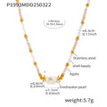 Beaded Natural Stone Shell Freshwater Pearl Necklaces Gold view 7