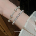 Pink Pearl Rhinestone Spacer Adjustable Bracelets 2 Styles view 3