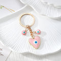 Enamel Heart Evil Eye Keychains with Beaded Chain Drops in Five Colors view 5