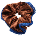 Velvet Scrunchie Hair Ties Black and Coffee Blue Edge view 5