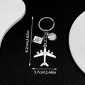 Nine-Style Antique Silver Airplane Globe Passport Travel Keychain Collection view 7