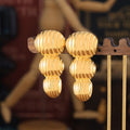 Gold Ribbed Three-Segment Peanut Drop Titanium Steel Earrings view 2