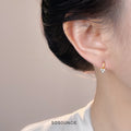 Gold Tone Mini Clear Stone Flower Cluster Stud Earrings view 2