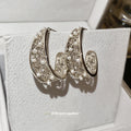 Pearl Filigree C Shaped Hoop Earrings Fashion Jewelry view 3