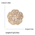 Layered Crystal Camellia Brooch in Three Metal Finishes view 4