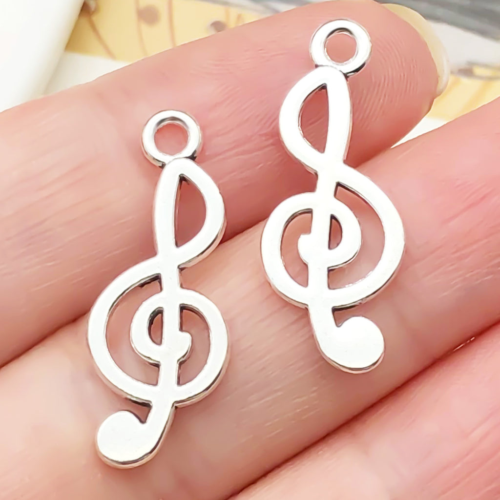 Antique Silver Zinc Alloy Music Note Guitar Charm Pendant for DIY Earring Necklace Making