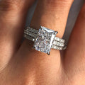 Rectangular Solitaire Three-Band Ring Set In Gold And Silver Tones view 1