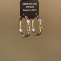 Polished Triple Hoop Earrings with Reflective Details view 3
