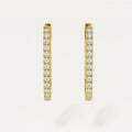 Gold Tone Rectangular Pave Stone Hoop Huggie Earrings view 5