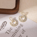Pearl Look Sunburst Crystal Border Statement Earrings view 3