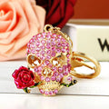 Rhinestone Skull Rose Keychain Metal Crystal Bag Charm view 6