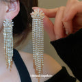Crystal Dome Chain Fringe Statement Drop Earrings For Women view 4