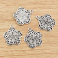 Openwork Floral Medallion Metal Charms with Silver Tone Finish view 3