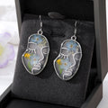Pressed Blue Flower Face Profile Necklace and Hook Earring Options view 3