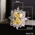 Yellow Rectangular Center Floral Cluster Ring In Silver Tone view 4