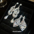 Crystal Openwork Drop Earrings in Two Silver Tone Shapes view 1