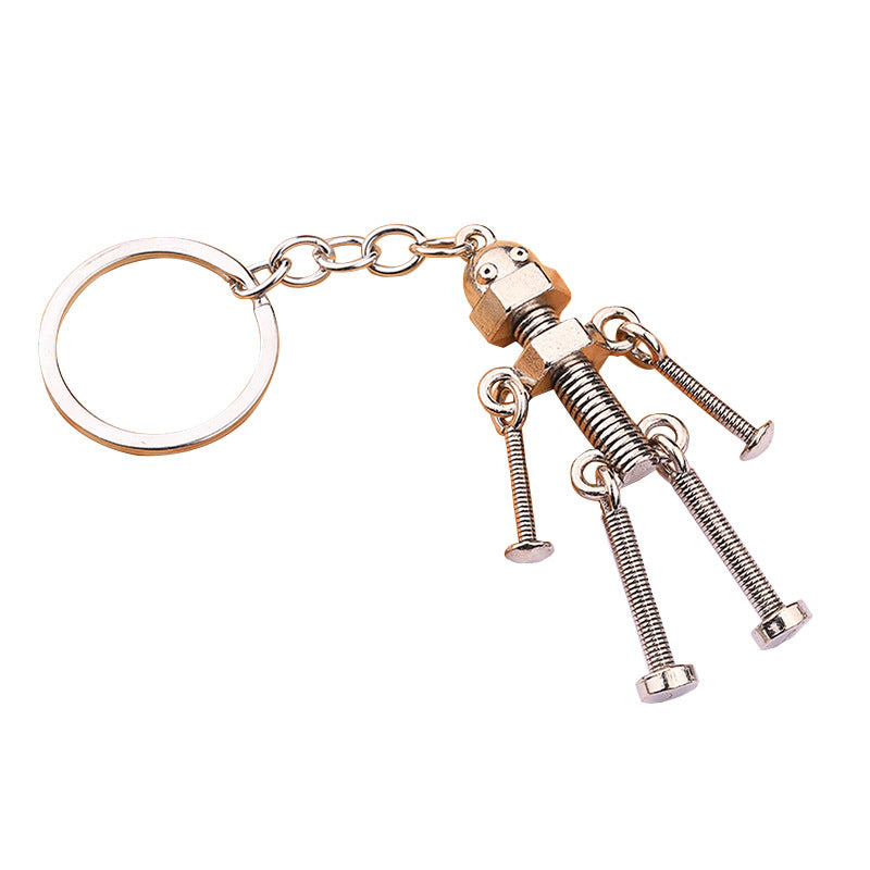 Vintage Alloy Robot Keychain DIY Pendant Gift Accessory
