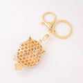 Rhinestone Owl Bird Metal Keychain Gold Clasp Enamel Wings view 4
