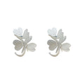 Silver Tone Wire Petal Flower Wraparound Stud Earrings view 5