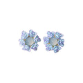 Pink and Blue Mini Rose Floral Wreath Statement Stud Earrings view 5