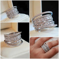 Extra-Wide Layered Baguette Lattice Ring In Silver Tone view 1