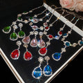 Rhinestone Oval Teardrop Necklace and Earring Sets view 3