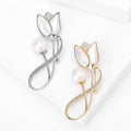 Tulip and Pearl Brooch in Gold and Silver Tone Decorative Lapel Accessory view 2