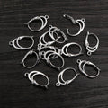 Silver Tone Oval Leverback Earring Findings with Bottom Loops view 3