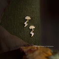 Gold Cloud Lightning Bolt Stud Drop Earrings Clear Zircon view 1