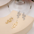 Curving Snake Clear Look Long Statement Stud Earrings view 4