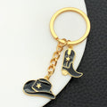 Black Western Hat and Boot Star Metal Keychain Set view 4
