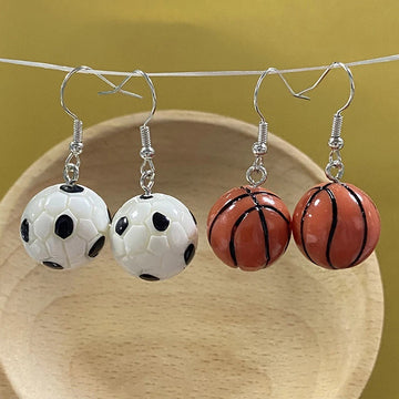 Resin Soccer And Basketball Ball Dangle Earrings 2 Styles