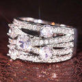 Silver Tone Multi Band Cross CZ Statement Cocktail Ring view 5