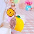 Jeweled Lemon Charm Keychain with a Red Fortune Strap view 5