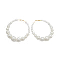White Pearl Beaded Hoop Earrings For Women Jewelry view 5