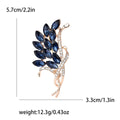 Navy Marquise Crystal Branch Brooch in Rose Gold or Silver Tone view 6