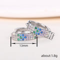 Silver Tone Rainbow Crystal Small Huggie Hoop Earrings view 4