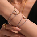 Gold Double Layer Knot Snake Chain Bracelet Stainless Steel view 4