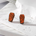 Halloween Wood Skull Ghost and Spider Stud Earrings in Nineteen Designs view 11