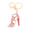 Rhinestone High Heel Shoe Keychain Gold Tone Metal Charm view 5