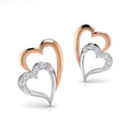 Two Tone Interlocking Heart Stud Earrings With Clear Stones view 2