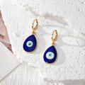 Blue Teardrop Enamel Evil Eye Huggie Hoop Earrings view 2
