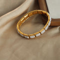 Stretch Square Link Bracelets Pavé Crystal Panels Gold Steel view 4