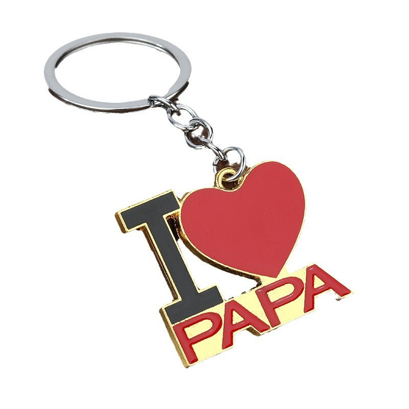 Family Heart Zinc Alloy Keychain for Mom and Dad Gifts