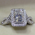Rectangular Halo Stone Twisted Pavé Ring in Silver Tone view 4