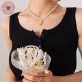 White Freshwater Pearl Bear Pendant Necklace Gold Clasp 39+5cm view 3