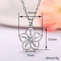 Silver Five Petal Flower Clear CZ Pendant Necklace view 5