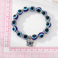 Silver Tone Blue Evil Eye Bead Stretch Bracelets with Six Charms view 4